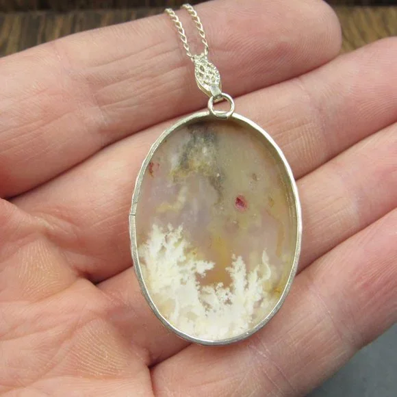 16" Sterling Silver Unique Stone Formation Pendant Necklace Vintage - Picture 4 of 7